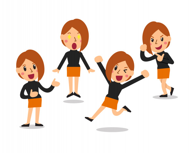 626x500 Vector Cartoon Woman Character Poses For Design Vector Premium