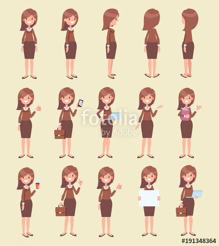 445x500 Vector Character In Flat Style For Design And Animation Business