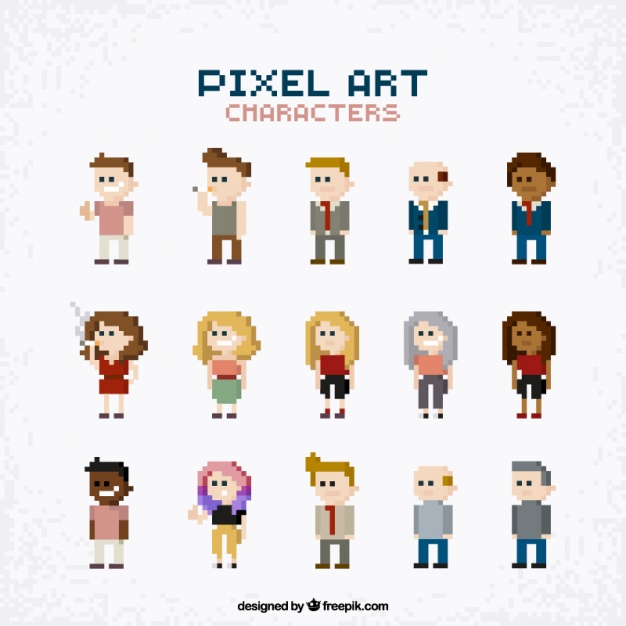 626x626 Collection Of People In Pixel Art Style Vector Free Download