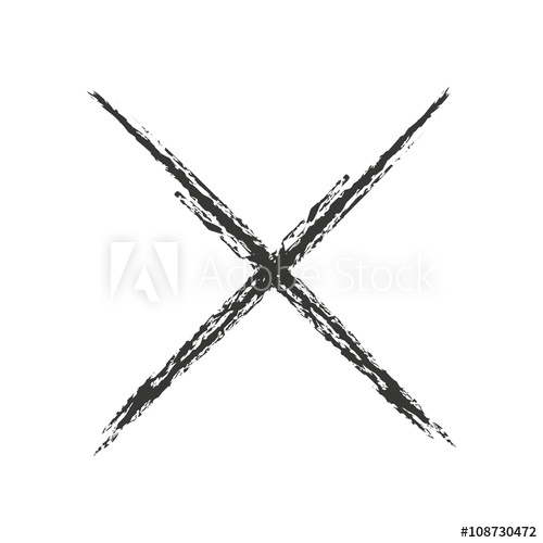 500x500 Black Icon Cross Drawn With Charcoal Vector Illustration