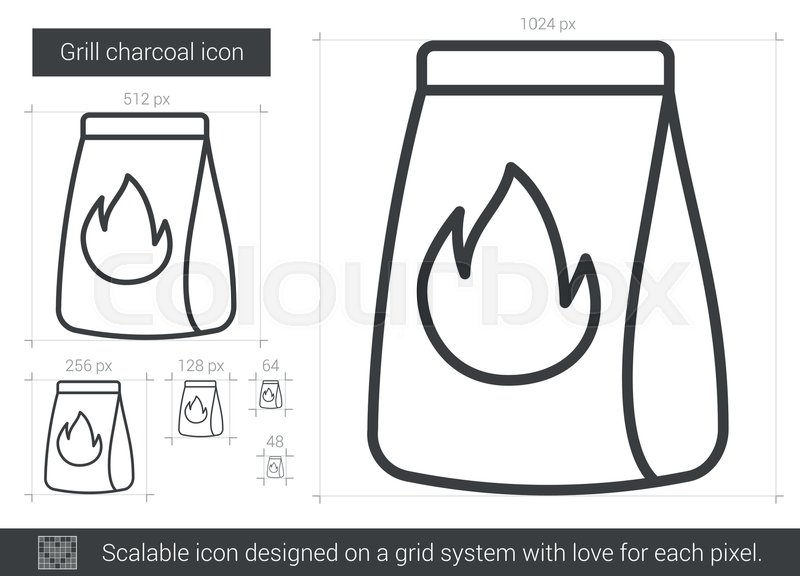 800x576 Grill Charcoal Vector Line Icon Stock Vector Colourbox