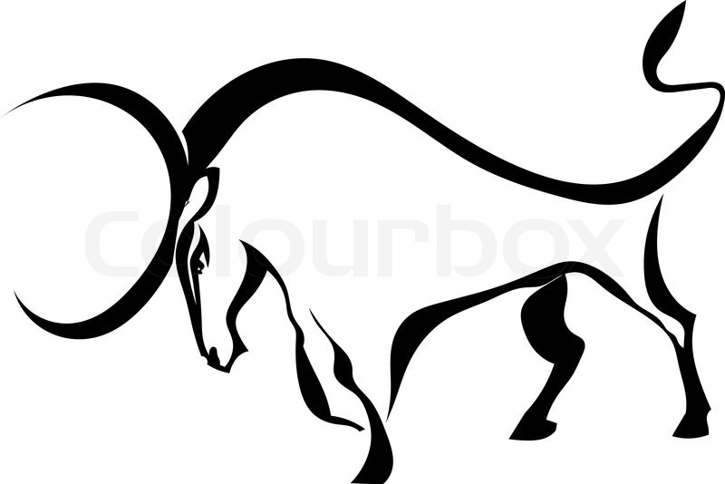 800x534 Black Silhouette Of Bull Stock Vector Colourbox