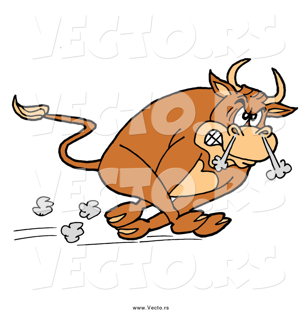 1024x1044 Vector Of A Raging Charging Bull Running With Smoke Coming Out