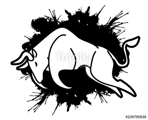 500x406 Bull Charging, Bull Attack Graphic Vector Stock Image And Royalty