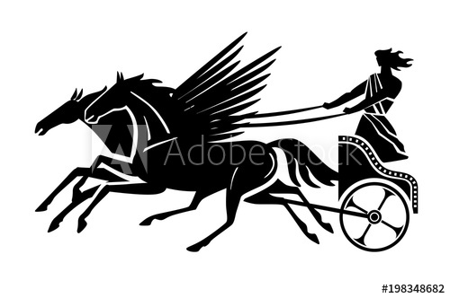 500x332 Greek Flying Chariot Silhouette Vector Drawing
