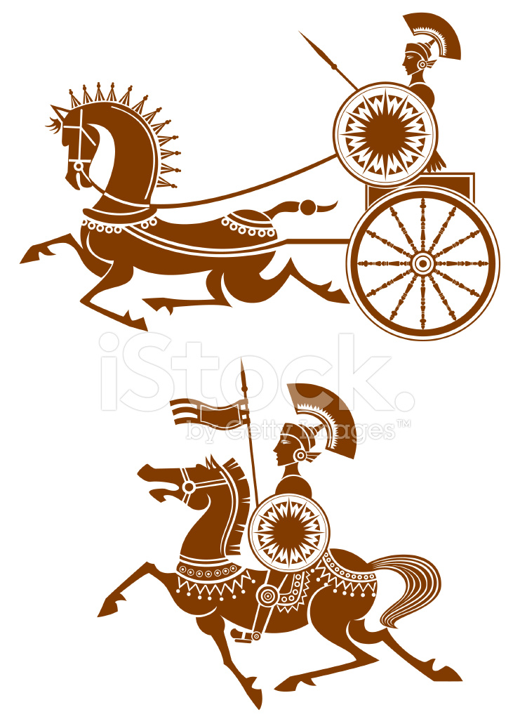 731x1024 Ancient Cavalry And Chariot Stock Vector