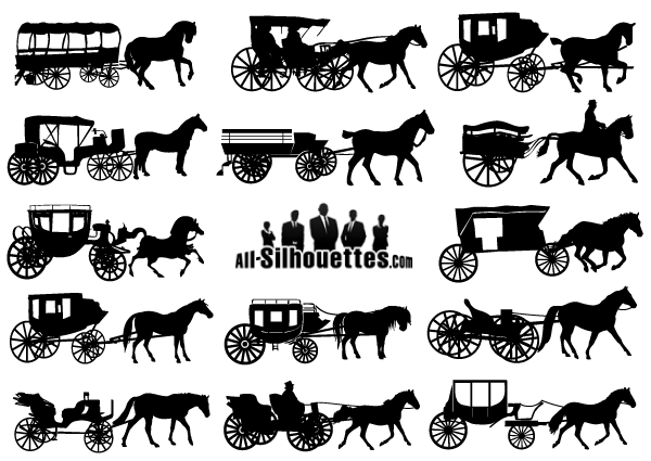 600x425 Vector Horse Drawn Carriage Silhouettes