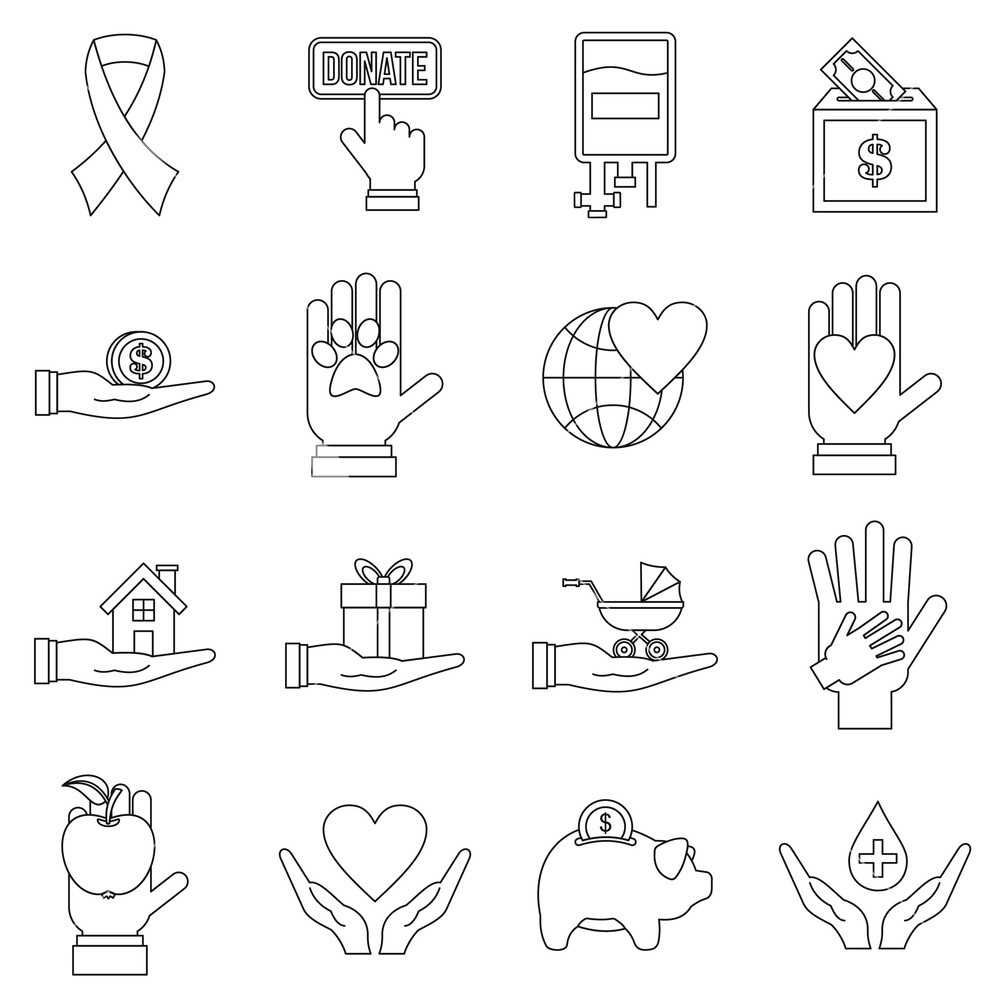 1000x1000 Charity Icons Set Flat Illustration Of Charity Vector Icons