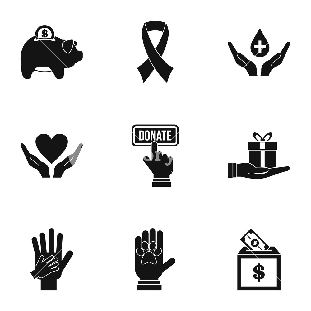 1000x1000 Charity Icons Set Simple Illustration Of Charity Vector Icons