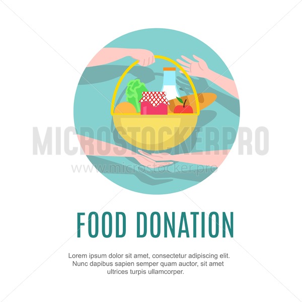 600x600 Food Donation Design Template Charity Vector Illustration