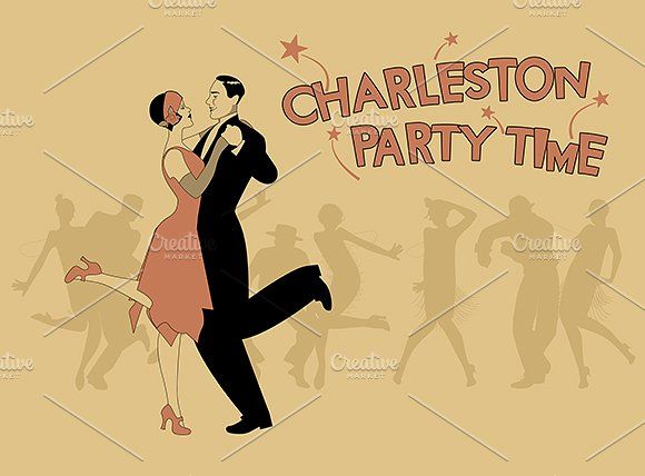 580x428 Charleston Party Time Old Style Graphics Vector Illustration