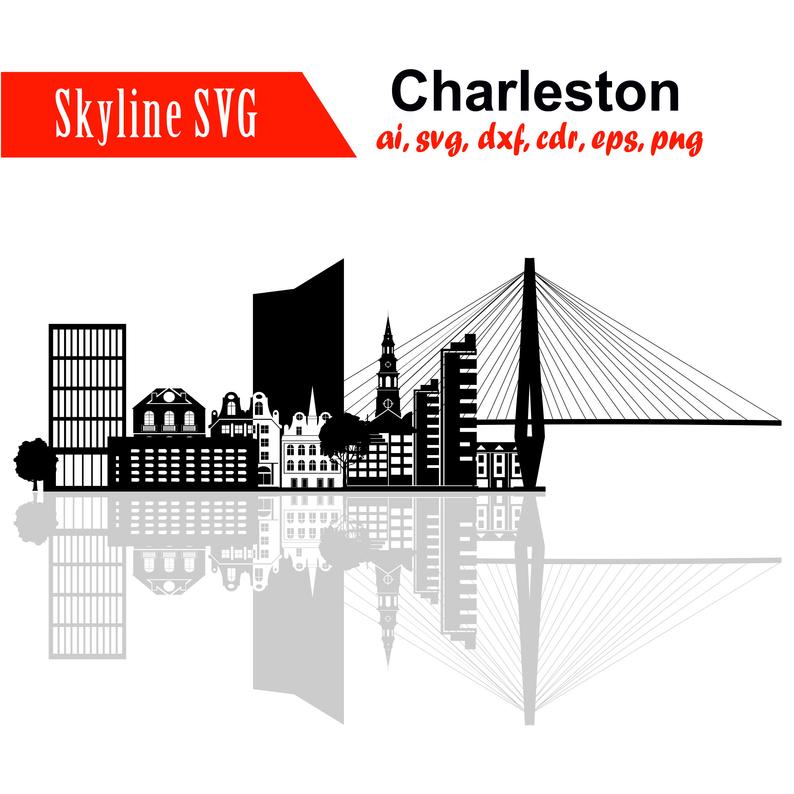 794x794 Charleston Usa Vector Skyline South Carolina Silhouette Etsy