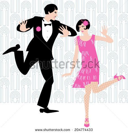 450x466 Couple Dancing The Charleston Art Deco Vector Illustration