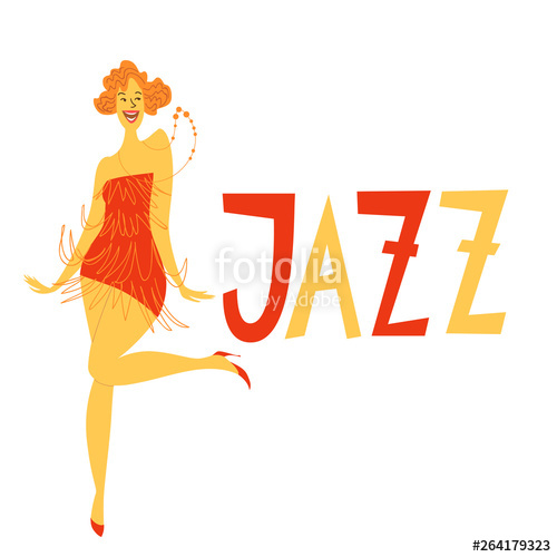 500x500 Cute Vector Illustration Of A Woman Dancing Charleston Dance