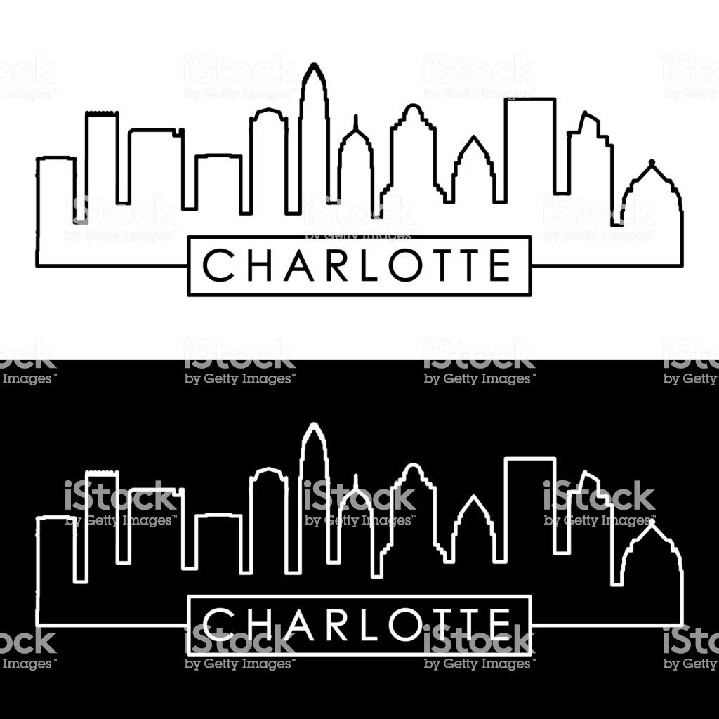 1024x1024 Charlotte Skyline Linear Style Editable Vector File Uncc