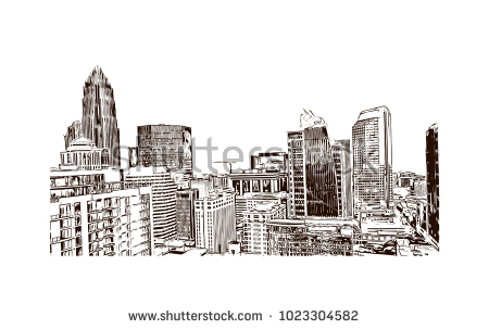 450x303 Huge Collection Of 'charlotte Skyline Drawing' Download More Than
