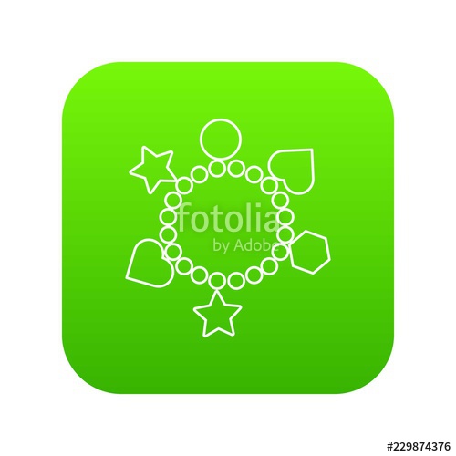 500x500 Charm Bracelet Icon Green Vector Isolated On White Background