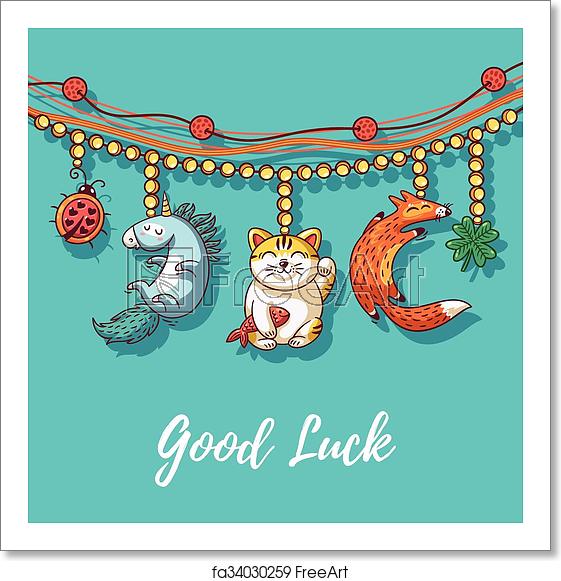 561x581 Free Art Print Of Bracelet Vector Card With Lucky Charms Good