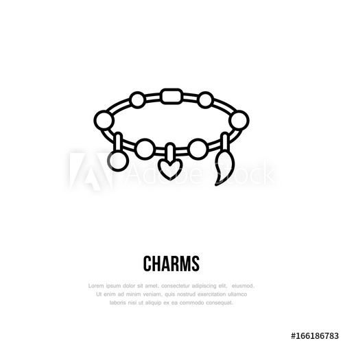 500x500 Bracelets With Charms Illustration Jewelry Flat Line Icon