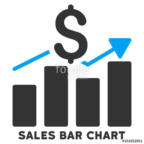 500x500 Sales Bar Chart Vector Icon With Caption Symbol Style Is