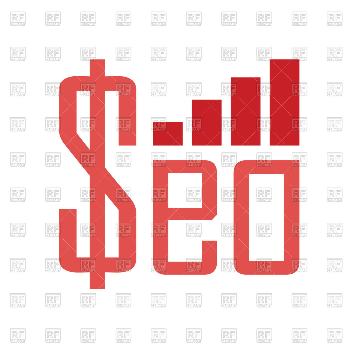 1200x1200 Word Seo With Money Sign And Growing Chart Vector Image Of Fonts