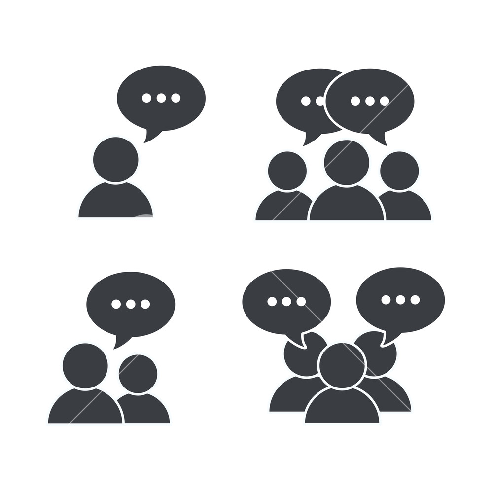 1000x1000 Set Pictogram Social People With Chat Bubble Vector Illustration