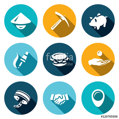 500x500 Vector Set Of Cheap Labor Icons Worker, Tool, Economy, Production