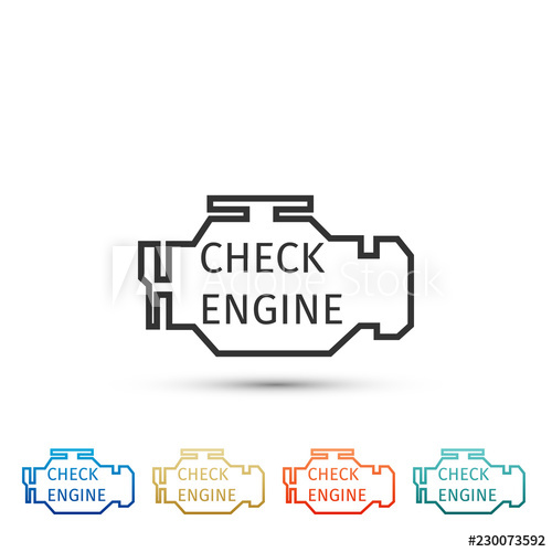 500x500 Check Engine Icon Isolated On White Background Set Elements