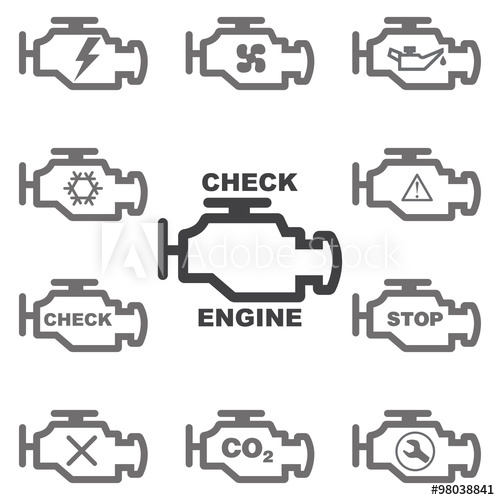500x500 Set Auto Icons Check Engine Vector Image