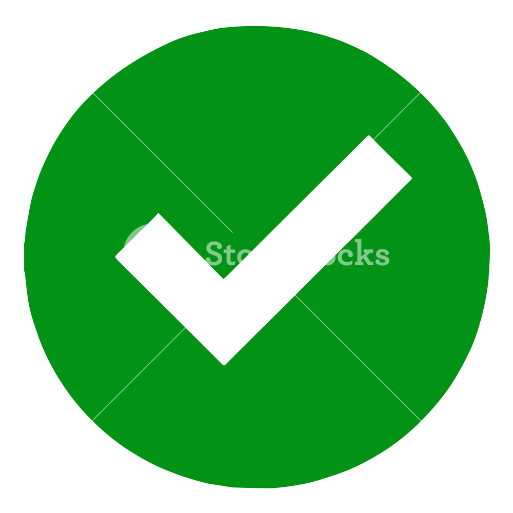 1000x1000 Green Check Mark Icon Vector Isolated Royalty Free Stock Image