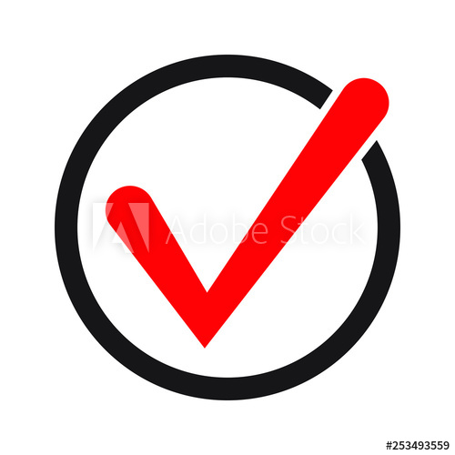 500x500 Red Tick Icon Vector Symbol, Checkmark Isolated On White