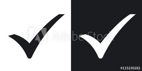 500x250 Check Mark Icon, Vector Two Tone Version On Black And White
