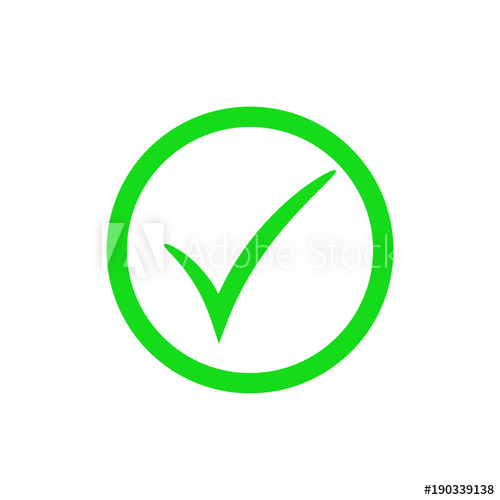 500x500 Green Check Mark Icon Vector Checkmark Button Tick Symbol
