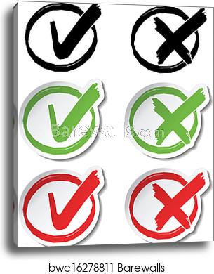 305x390 Vector Circular Check Mark Symbols, Canvas Print Barewalls