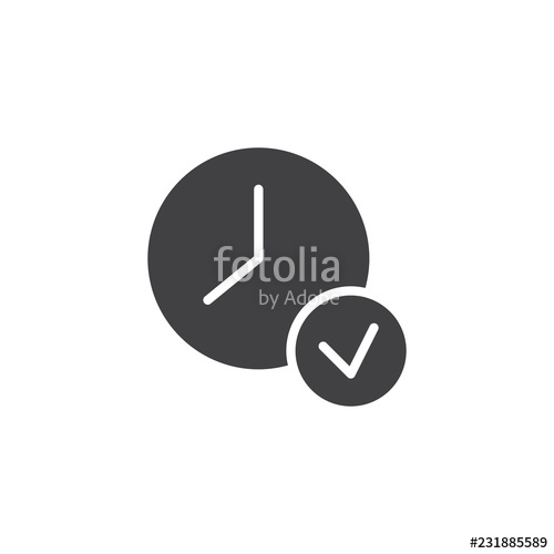 Clock With Check Mark Vector Icon Filled Flat Sign For Mobile 500x500 Clock With Check Mark Vector Icon Filled Flat Sign For Mobile