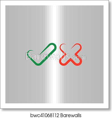 362x382 Correct True False Yes No Check Mark Vector Icon, Art Print
