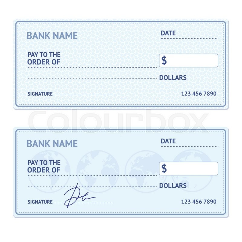 800x800 Bank Check Template Set With Modern Stock Vector Colourbox