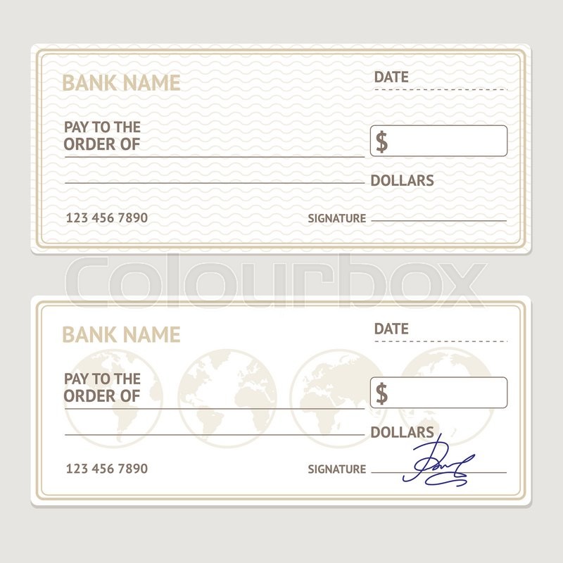 800x800 Bank Check Template Set Blank Form Stock Vector Colourbox