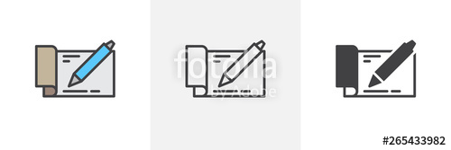 Checkbook And Pen Icon Line, Glyph And Filled Outline Colorful 500x167 Checkbook And Pen Icon Line, Glyph And Filled Outline Colorful