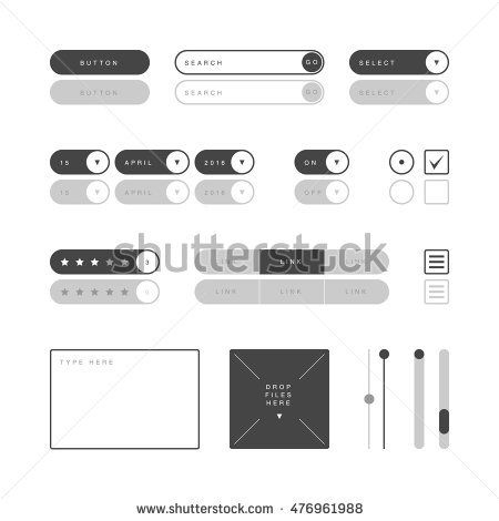 450x470 Ui Design Elements Vector Button, Search Field, Selector