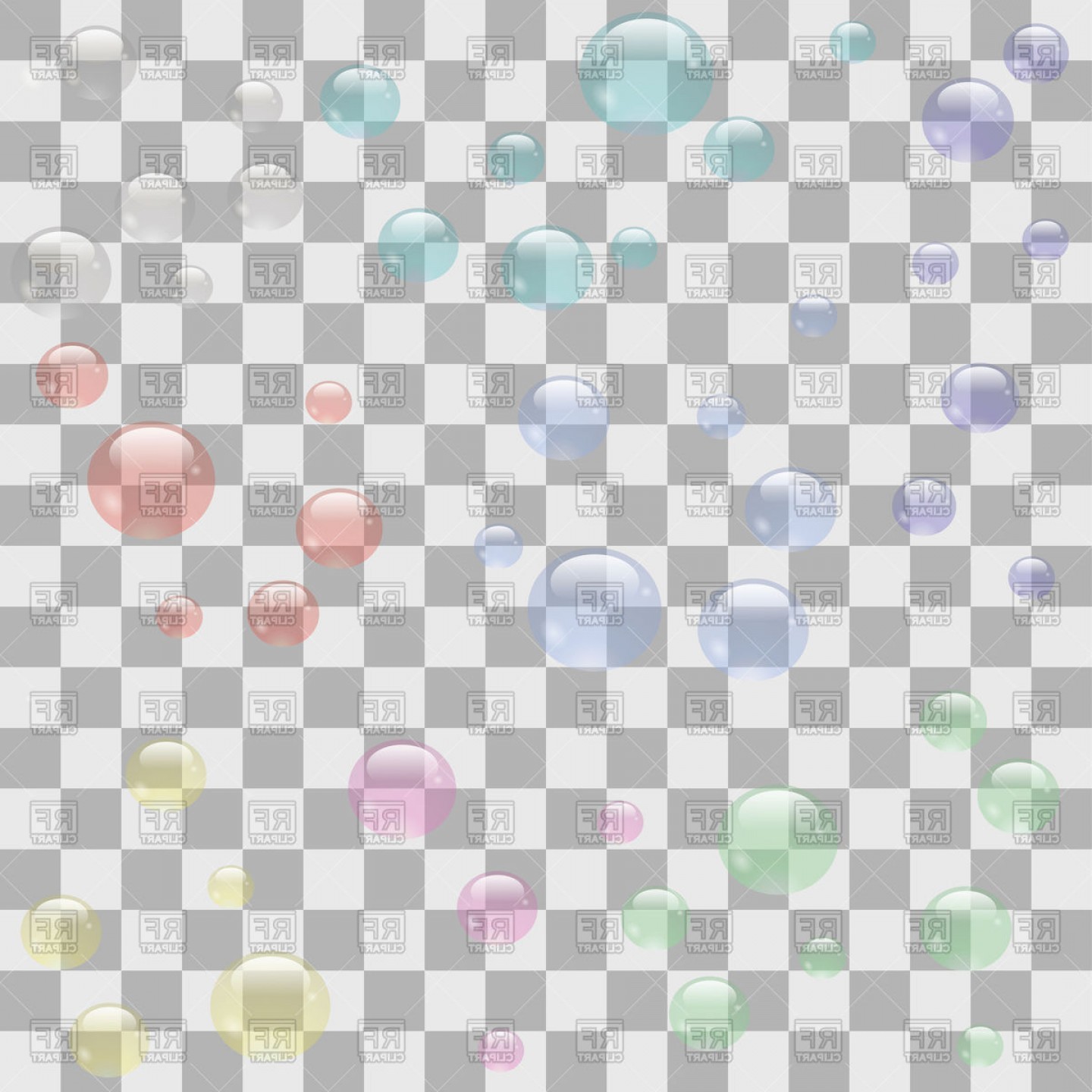 1440x1440 Transparent Soap Bubbles On Checkered Background Vector Clipart