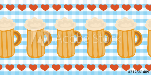 500x250 Oktoberfest Seamless Border Vector Illustration Pretzels Beer