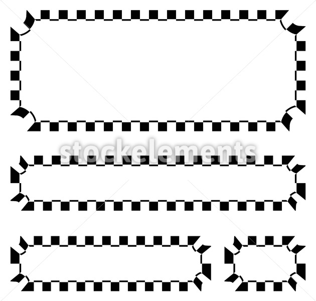 630x600 Set Of Blank Banners, Plaques With Checkered Borders For Racing