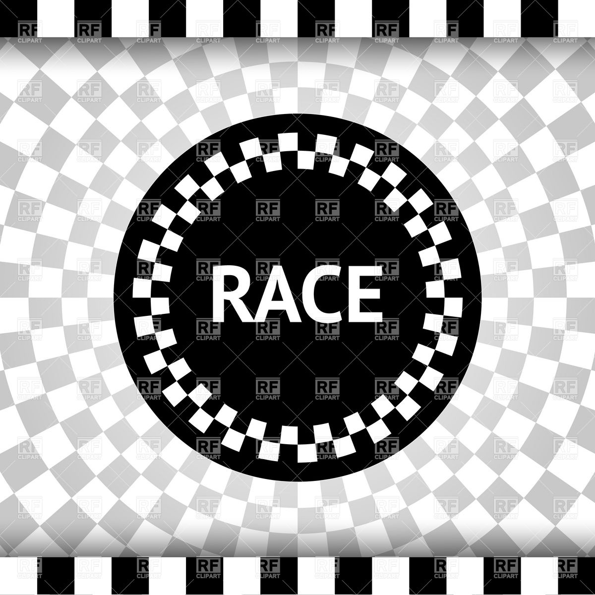 1200x1200 Checkered Flag Background With Round Label Vector Image