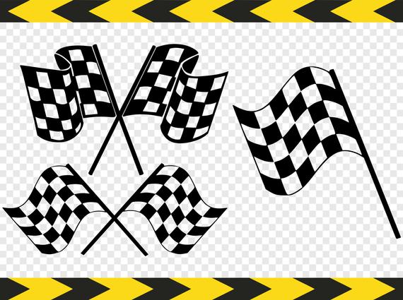 570x425 Checkered Flag Clipart Racing Finish Flags Vector Cut Etsy