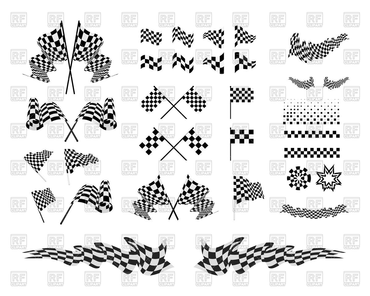 1200x960 Checkered Rally Flags And Ribbons Vector Image Of Sport