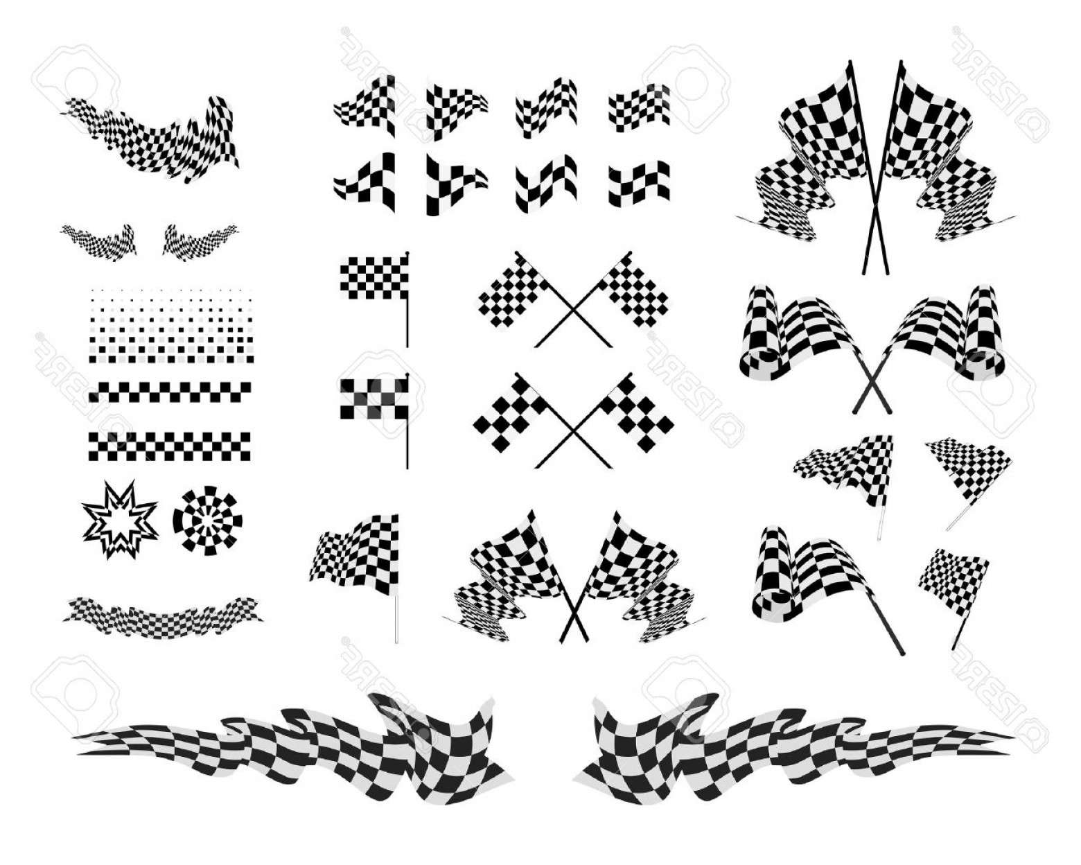 1560x1248 Photostock Vector Checkered Flags And Ribbons Set Vector