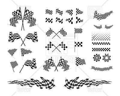 400x320 Checkered Rally Flags And Ribbons Vector Image Of Sport