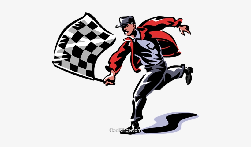820x481 Man With A Checkered Flag Royalty Free Vector Clip