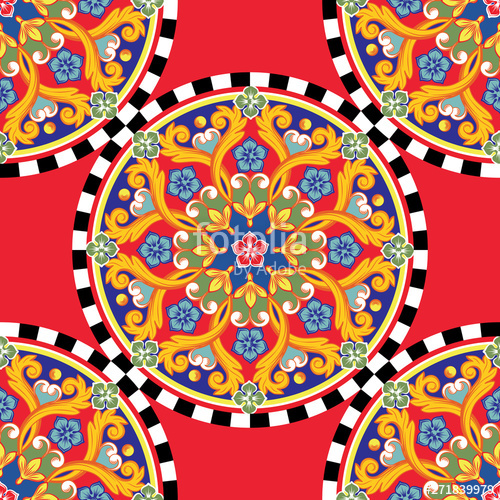 500x500 Seamless Trendy Bright Background Colorful Ethnic Round